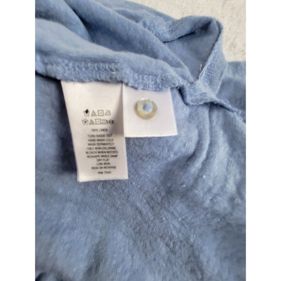 Sigrid Olsen Womens Large Blue Button-Up Collared Shirt with Pocket Lightweight - Picture 4 of 7